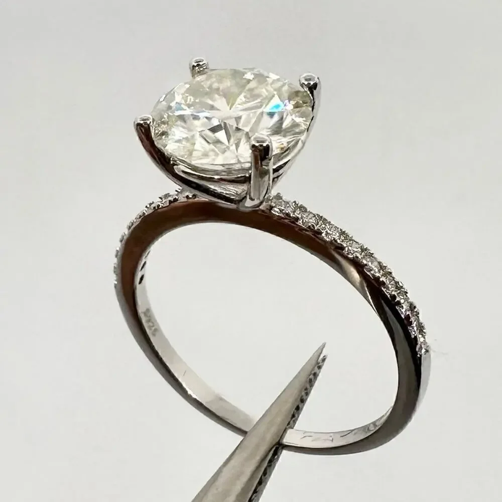 Moissanite Diamond Engagement Ring 2 Ct Brilliant 18K Finish GRA Size 8